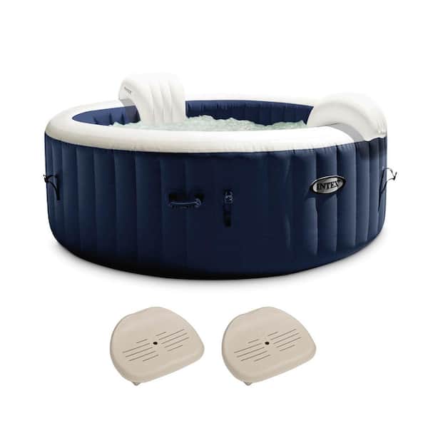 Intex PureSpa Plus 6-Person Inflatable Hot Tub Bubble Jet Spa with 2-Seats, Navy