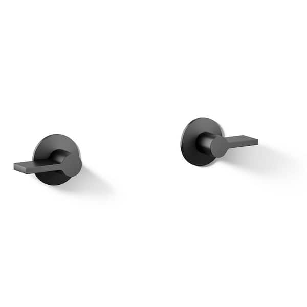 KOHLER Components 2-Handle Wall-Mount Bathroom Sink Faucet Lever Handle Trim in Matte Black