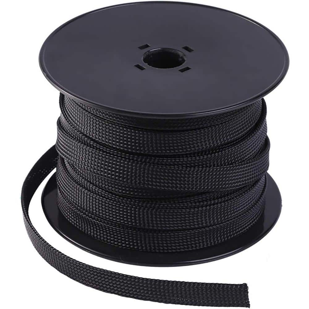 Etokfoks 100 ft. - 1/4 in. PET Braided Expandable Cable Sleeve in Black  MLPH005LT236 - The Home Depot