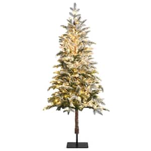 6 ft. Pre-Lit Snow Flocked Artificial Christmas Tree Xmas Tree with 250 LED Lights