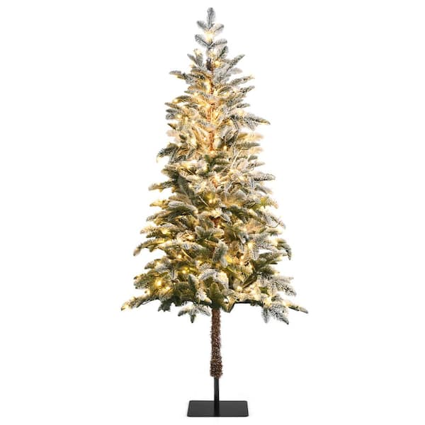 Gymax 6 ft. Pre-lit Snow Flocked Artificial Christmas Tree with Multi-Color  LED Lights GYM08507 - The Home Depot