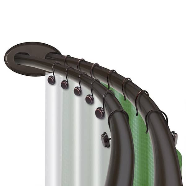 72 in. Rustproof Wall Mounted Aluminum Double Curved Shower Curtain Rod, Adjustable from 45 in. to 72 in., ORB