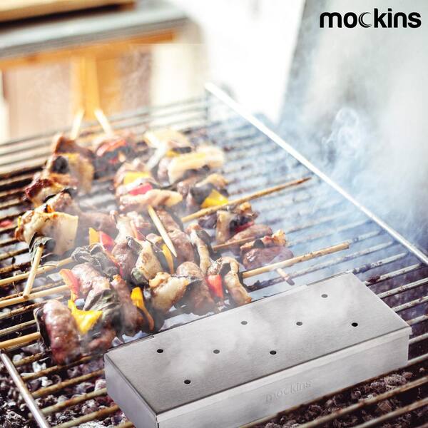 Mockins Stainless Steel BBQ Smoker Box for Grilling Barbecue Wood Chips On Ga... 
