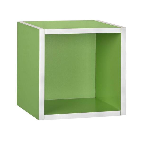 Way Basics 11.2 in. x 11.2 in. Green zBoard Wall Cube and Eco Decorative Shelf