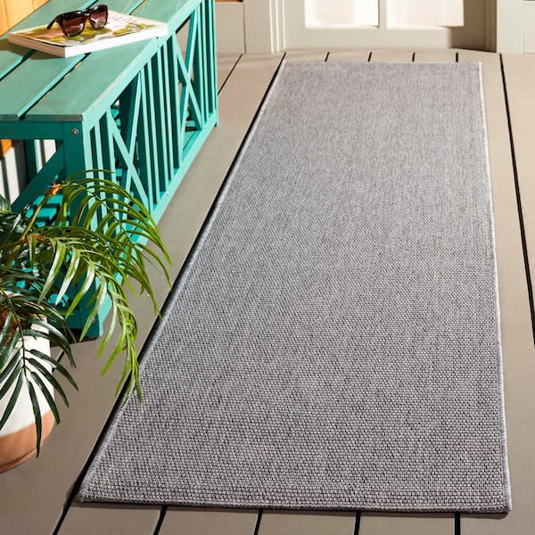 Sisal All-Weather Gray 2 ft. x 8 ft. Solid Woven Indoor/Outdoor Runner Rug