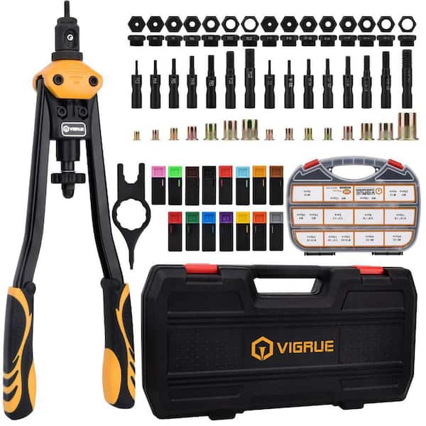16" Rivet Nut Tool Kit Nutserts Rivnut Hand Tool Set with 15PCS Metric and SAE Mandrels and 300PCS Rivet Nuts Assortment