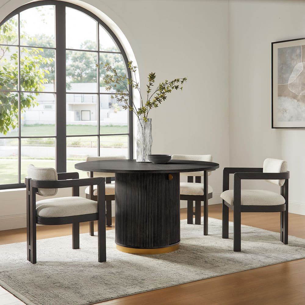 Thorne Black Modern Rustic Upholstered Dining Arm Chairs (Set of 2) price history on PriceWatchPro