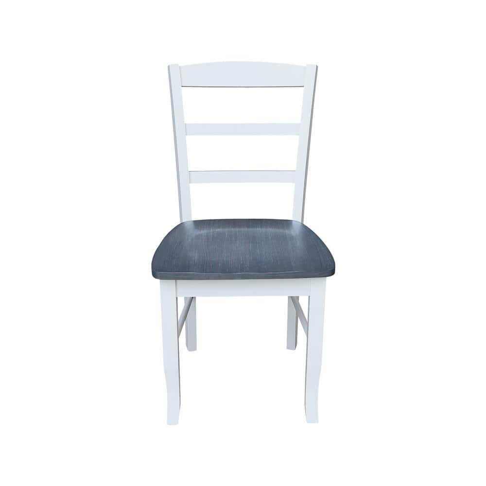 White and Heather Gray High Ladderback Solid Wood Side Chair