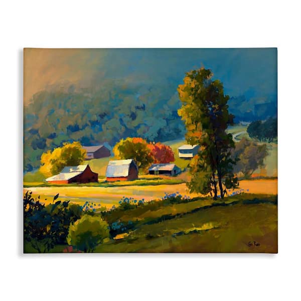 Stupell Industries Early Fall Farmland by Sri Rao Unframed Nature Graphic Art Print 24 in. x 30 in.