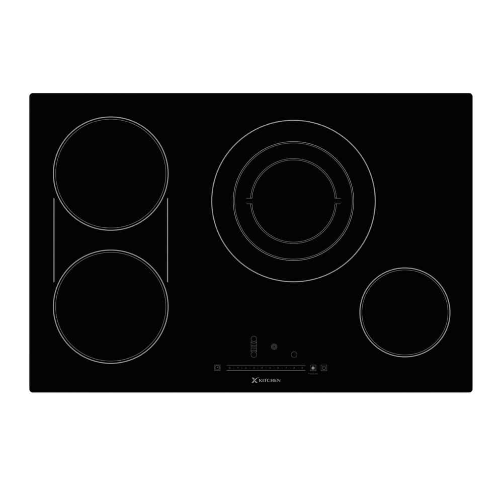 X KITCHEN 30 in. 4-Burners Radiant Electric Cooktop in Black with Ceramic Glass Surface, Tri-Ring Element and Bridge Element