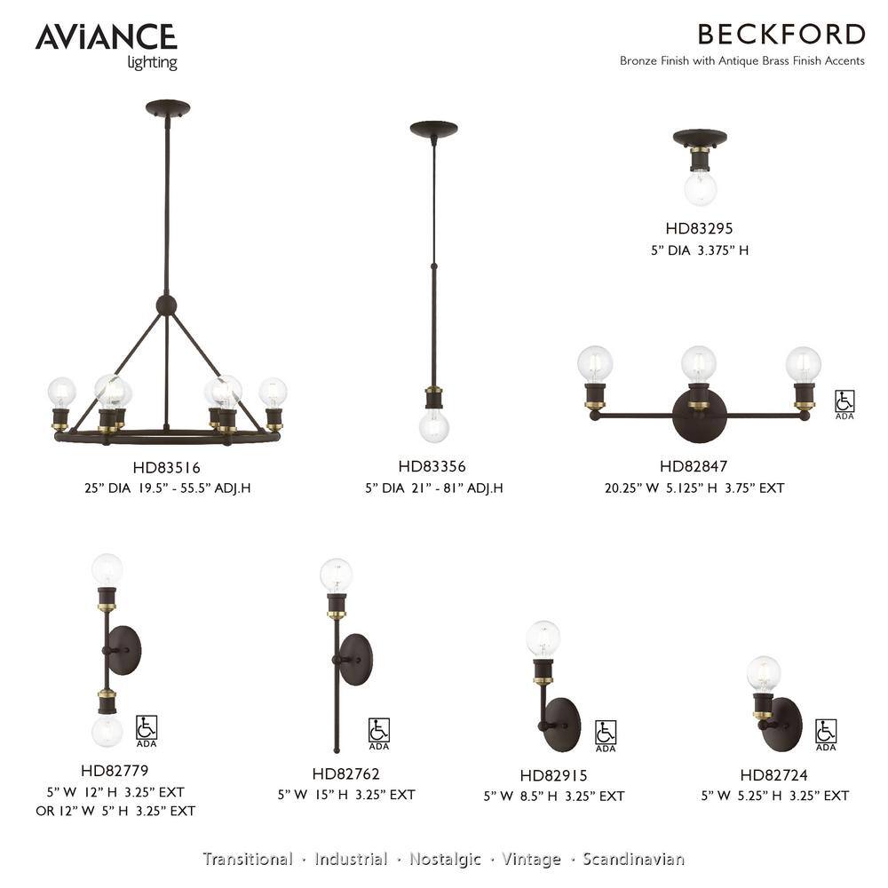 Lansdale 12" Contemporary Urban Two-Light Sconce in Bronze and Brass