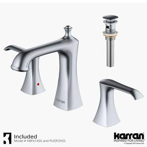 Woodburn 8 in. Widespread 2-Handle Bathroom Faucet with Matching Pop-Up Drain in Stainless Steel