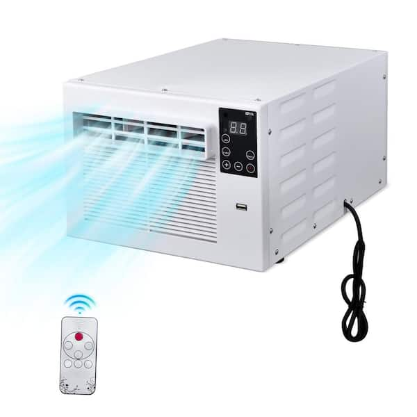 2,500 BTU Portable Air Conditioner Cools 45 sq.ft. with Dehumidifier and Remote for Camping, Fishing and RV in White