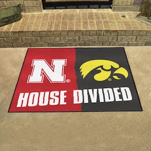 NCAA House Divided - Nebraska / Iowa 33.75 in. x 42.5 in. House Divided Mat Area Rug