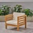 Oana Teak Brown Removable Cushions Wood Outdoor Lounge Chair with Beige Cushions