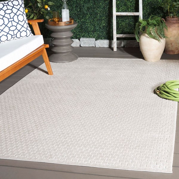 Stella Ivory 8 ft. x 10 ft. Solid High-Low Tile Indoor/Outdoor Area Rug