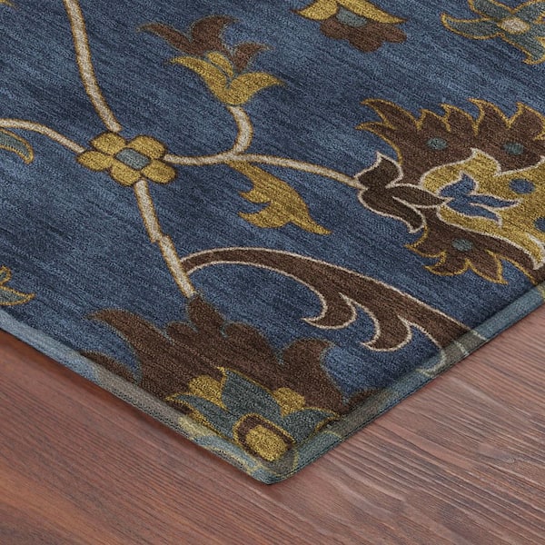 Mayfield Premium Machine Washable Abstract AMF2290 Navy 10 ft. x 14 ft. Area Rug