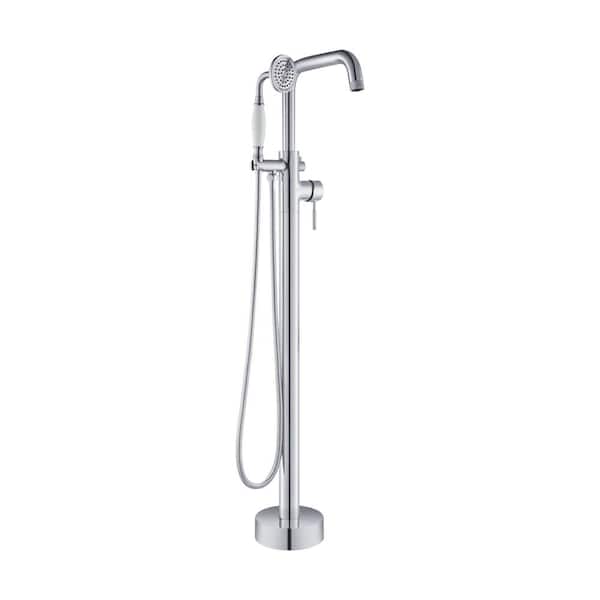 WOODBRIDGE Single-Handle Freestanding Floor Mount Tub Faucet Bathtub Filler with Hand Shower in Chrome