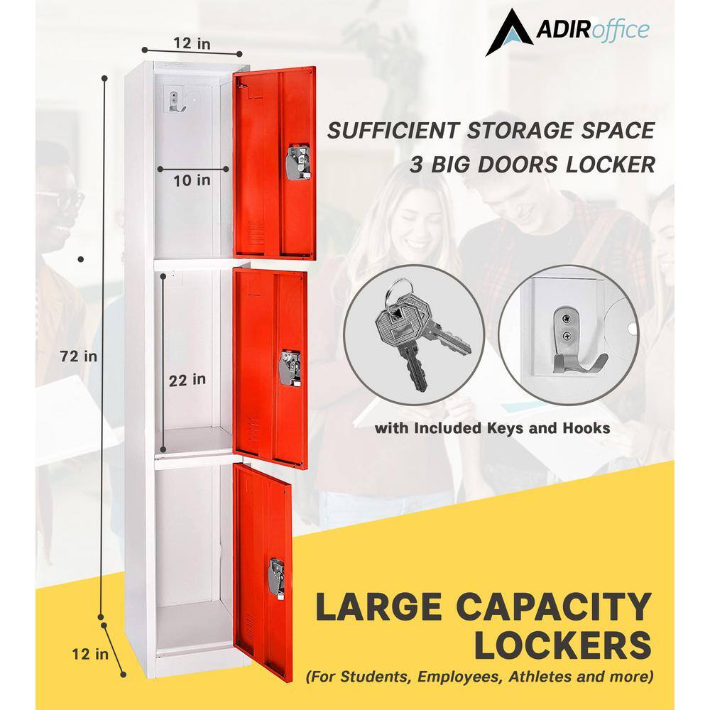 Red Steel 72'' Freestanding Office Locker with Adjustable Shelving