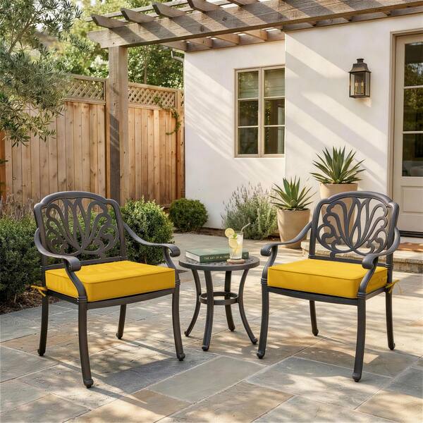 22 in. x 22 in. x 4 in. (2-Pack) Square Outdoor Patio Seating Repacement Lounge Chair Dining Seat Cushion Yellow