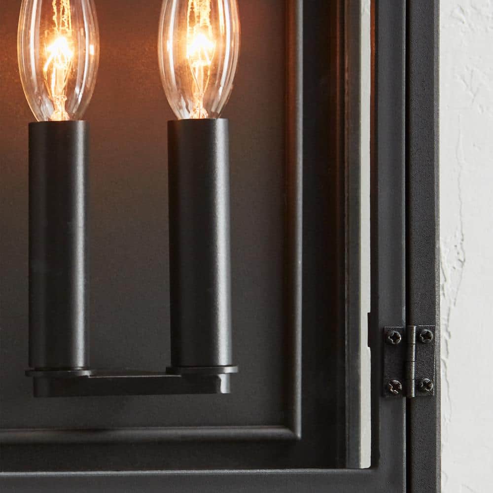 Black Aluminum 2-Light Outdoor Wall Lantern