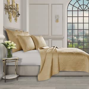 Riverdale 3-Piece Gold Polyester King/Cal King Coverlet Set