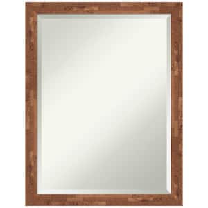 Fresco Light Pecan 20.5 in. W x 26.5 in. H Wood Framed Beveled Bathroom Vanity Mirror in Brown