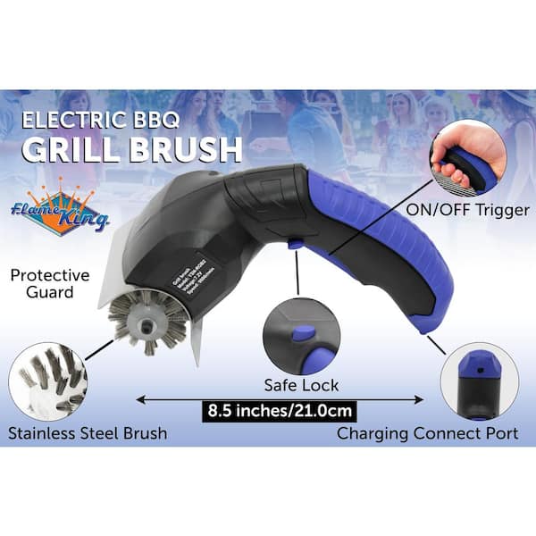Flame King Electric BBQ Grill Brush, Cordless and Rechargeable, Stainless  Steel Bristles YSN-RGB2 - The Home Depot