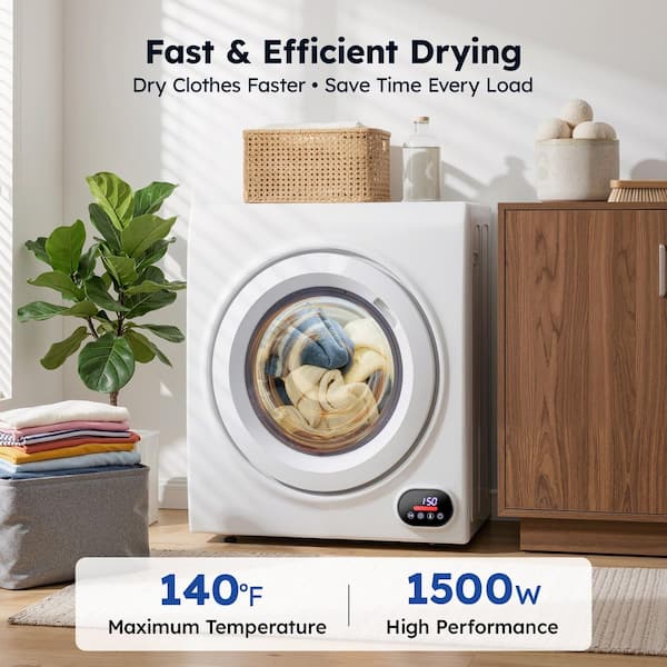 3.5 cu. ft Vented Portable Clothes Dryer in White, 1500-Watt Laundry Dryer with LCD Control, 22 in. W, 26.5 in. H