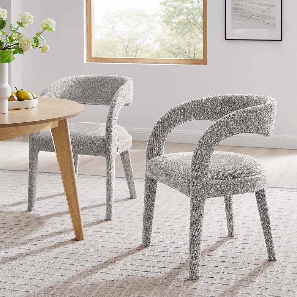 Taupe Boucle Upholstered Low Arm Chair Set