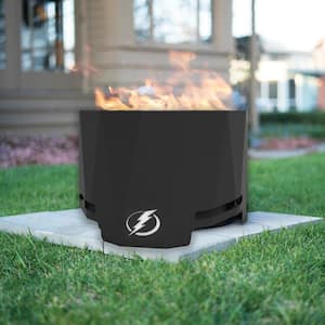 The Peak NHL 24 in. x 16 in. Round Steel Wood Patio Fire Pit - Tampa Bay Lightning