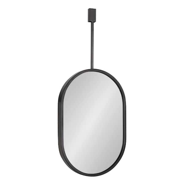 Kate and Laurel Madoc 28 in. x 12 in. Classic Oval Framed Gray Wall Mirror