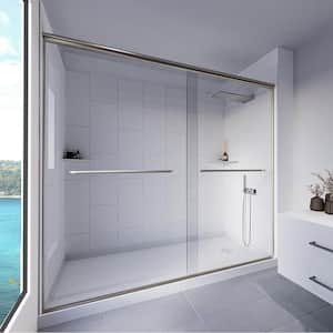 Winter White-Rainier 60 in. L x 36 in. W x 83 in. H Base/Wall/Door Rectangular Alcove Shower Stall/Kit Brushed Nickel