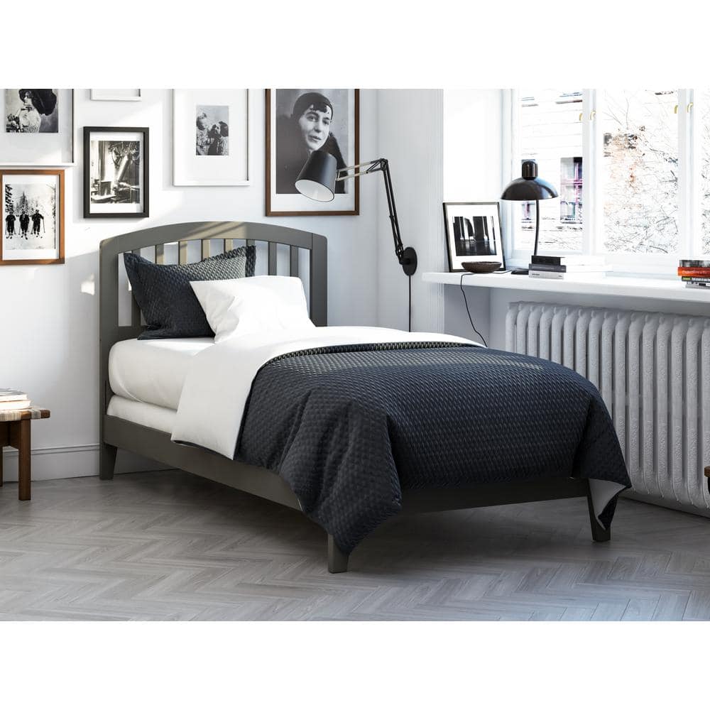 Richmond Twin Gray Wood Mission Bed with Headboard