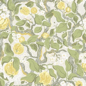 Kort Yellow Fruit and Floral Non-Pasted Non-Woven Paper Wallpaper