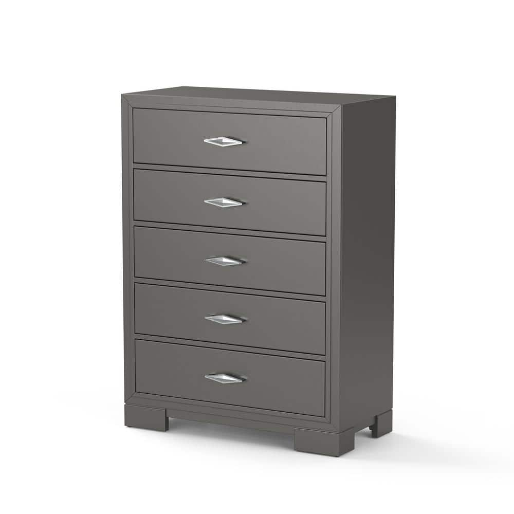 Furniture of America Jonvang 5-Drawer Metallic Gray Chest of Drawers (46.63  in. H X 33.88 in. W X 16.38 in. D) IDF-7416GY-C - The Home Depot