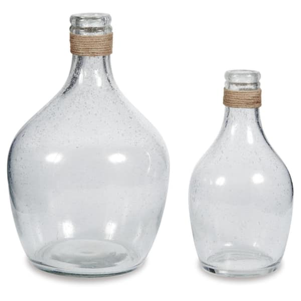 Marcin 15 in. Clear Glass Round Decorative Vase (Set of 2)