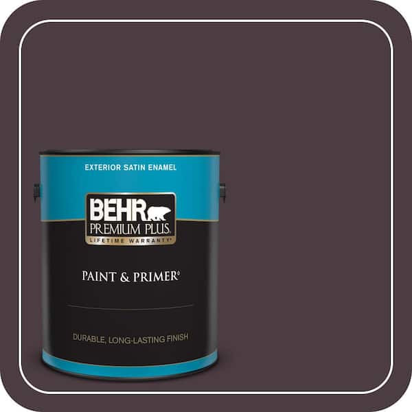 BEHR PREMIUM PLUS 1 gal. #T18-04 Nocturne Shade Satin Enamel Exterior ...