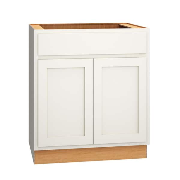 QuickShip Cottage 30 in. W x 24 in. D x 34.5 in. H Assembled Plywood Sink Base Kitchen Cabinet in White Partial Overlay