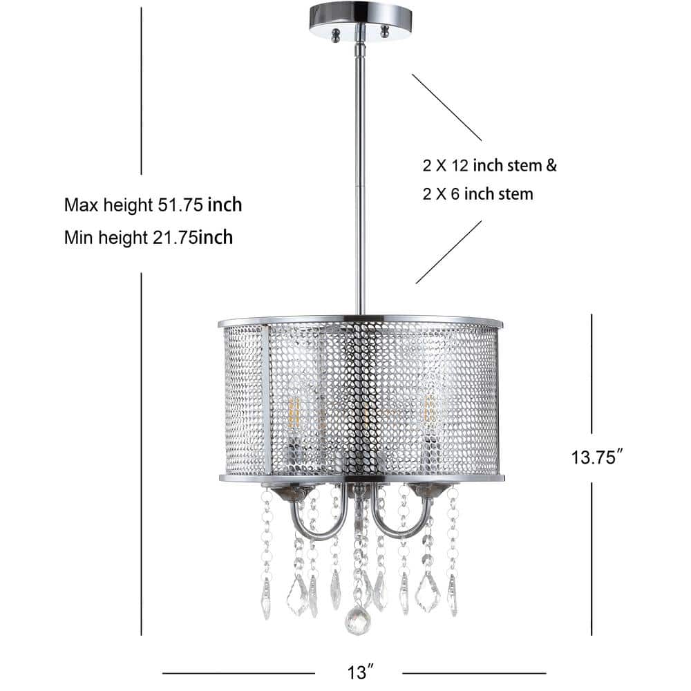 Avah 13" Chrome Polished Crystal Globe LED Pendant