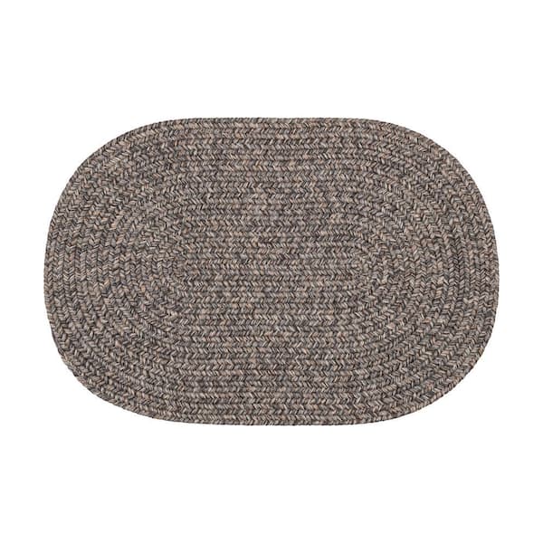 Newberry Graphite Tweed 2 ft. x 3 ft. Oval Indoor/Outdoor Braided Area Rug