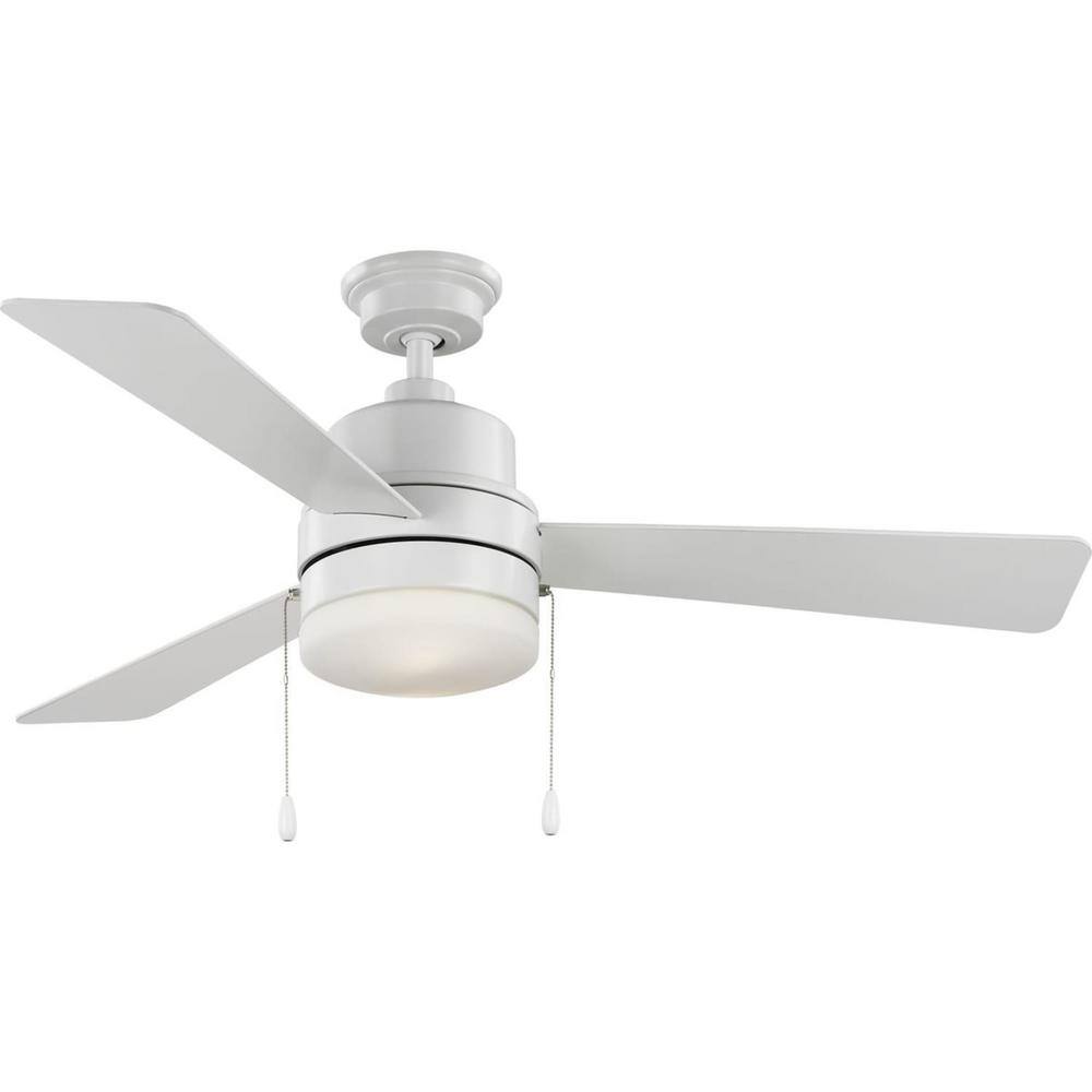 Satin White 52" Ceiling Fan with LED Light and Reversible Blades