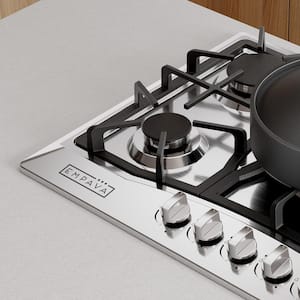 30 in. Gas Stove Cooktop with 5 Italy SABAF Burners in Stainless Steel