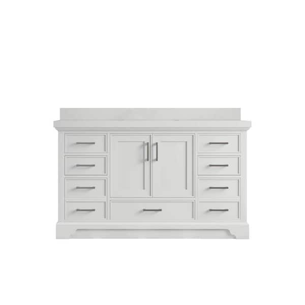 Willow Collections Charlotte 60 in. Single Sink Freestanding White Bath Vanity with Carrara Qt. Top Unassembled