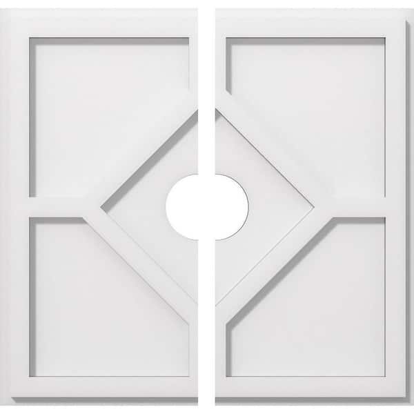 Ekena Millwork 18 in. x 18 in. x 1 in. P Embry Architectural Grade PVC Contemporary Ceiling Medallion Moulding (2-Piece)