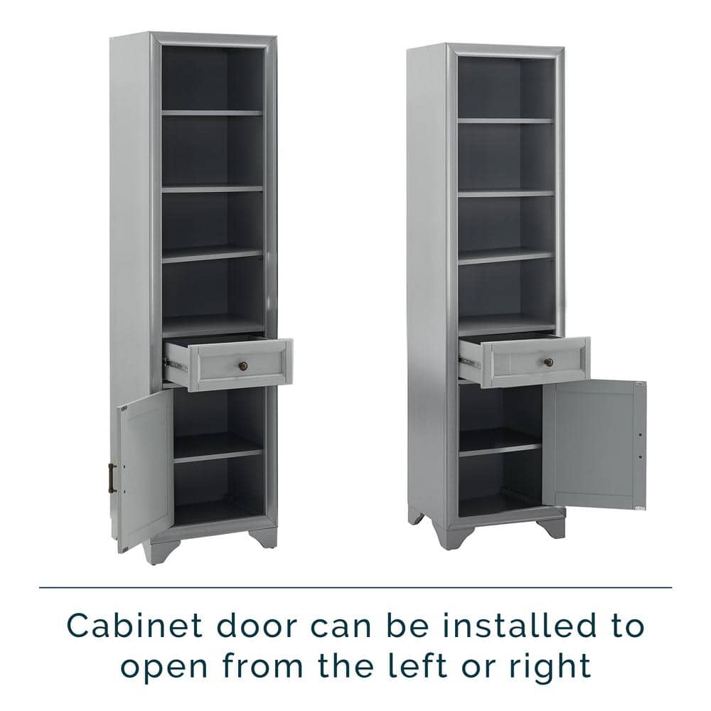 Tara Vintage Gray Tall Linen Cabinet with Adjustable Shelves