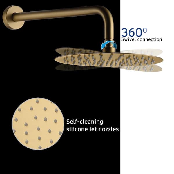 CASAINC 1-Spray Patterns Round 10 in. Wall Mount Dual Shower Heads 
