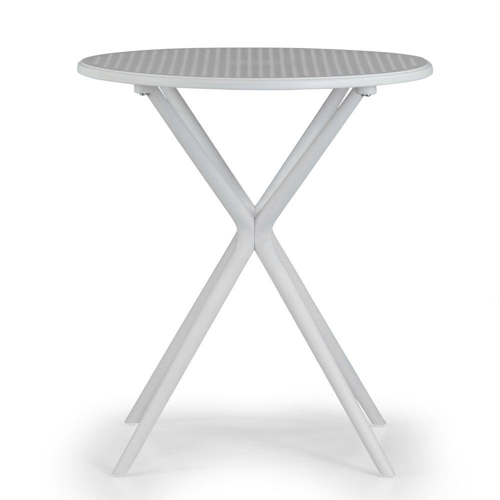 White 26 in. Round Plastic Outdoor Dining Table