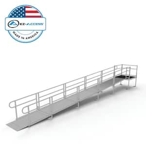 PATHWAY 28 ft. Straight Aluminum Wheelchair Ramp Kit with Solid Surface Tread, 2-Line Handrails and 4 ft. Top Platform