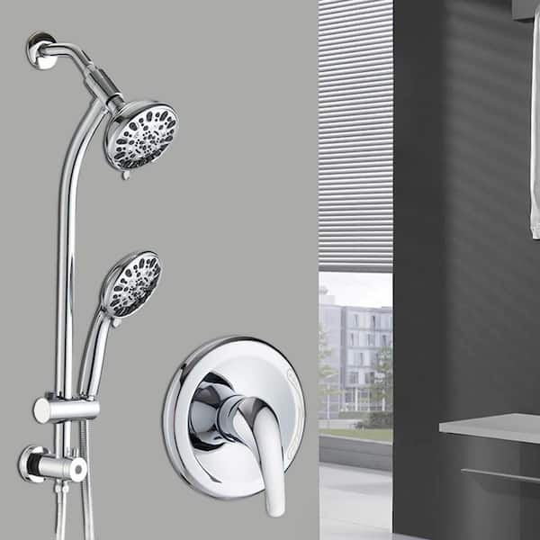 Lookin' Good Shower System, 5-In. Handheld Shower Head + Mirror, Shelf,  Cup, White